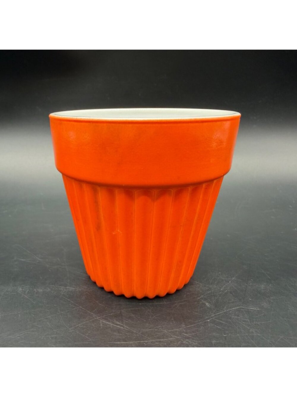 Vintage Planter Ribbed Flower Pot Milk Glass Hazel Atlas Moderntone Platonite - Picture 3 of 14
